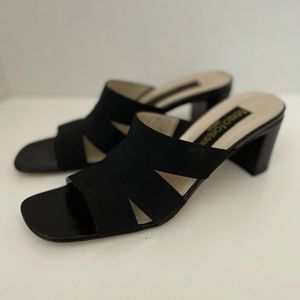Renzo Fontanelli Firenze Nappa Black High Heel Sandals, Size 4A, Italy, GUC.